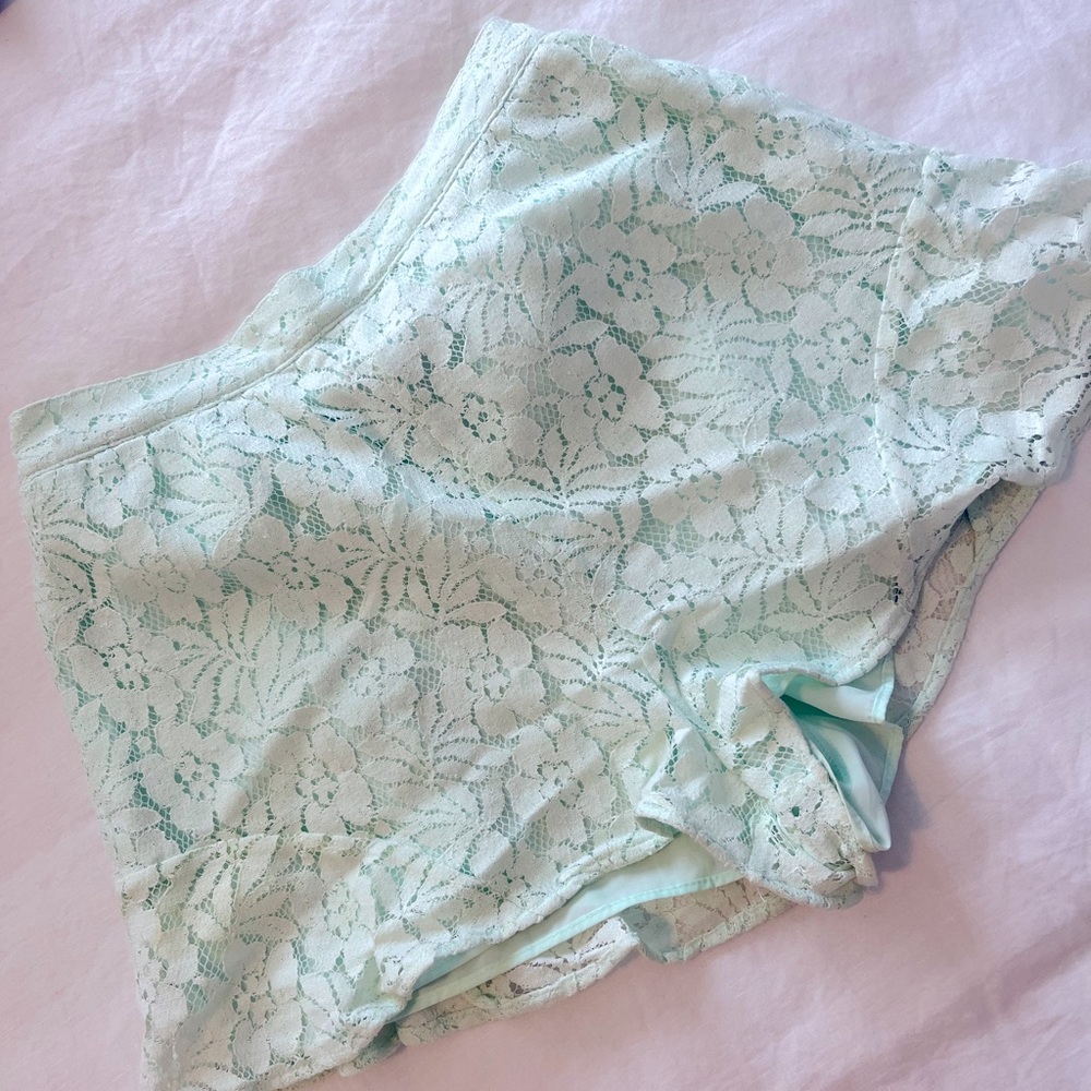 BCBG Mint green lace shorts